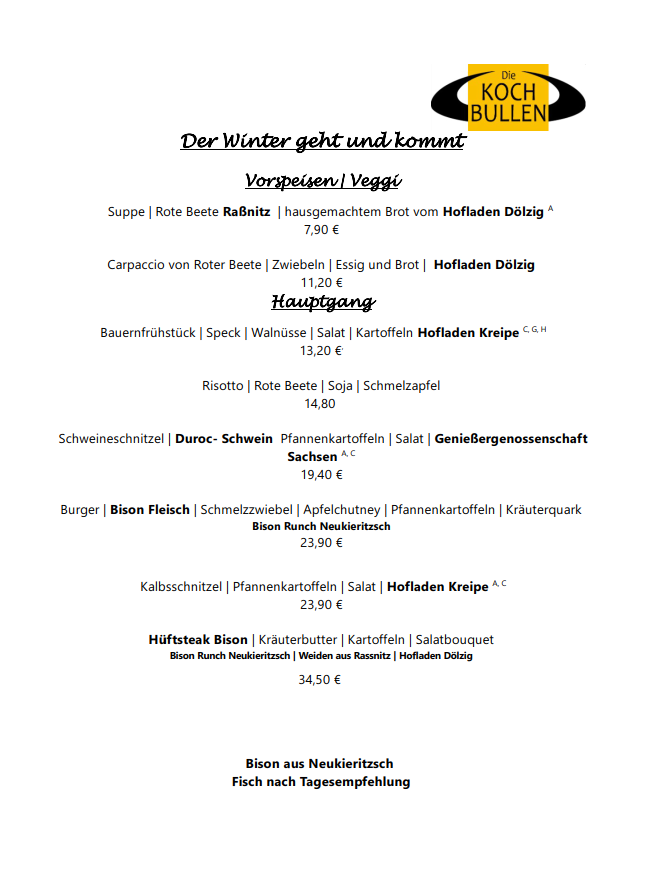 Speisekarte 